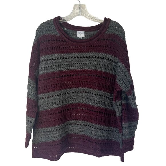Anthropologie John & Jenn Womens Sweater Burgundy Gray Angora Size Small - Picture 1 of 7